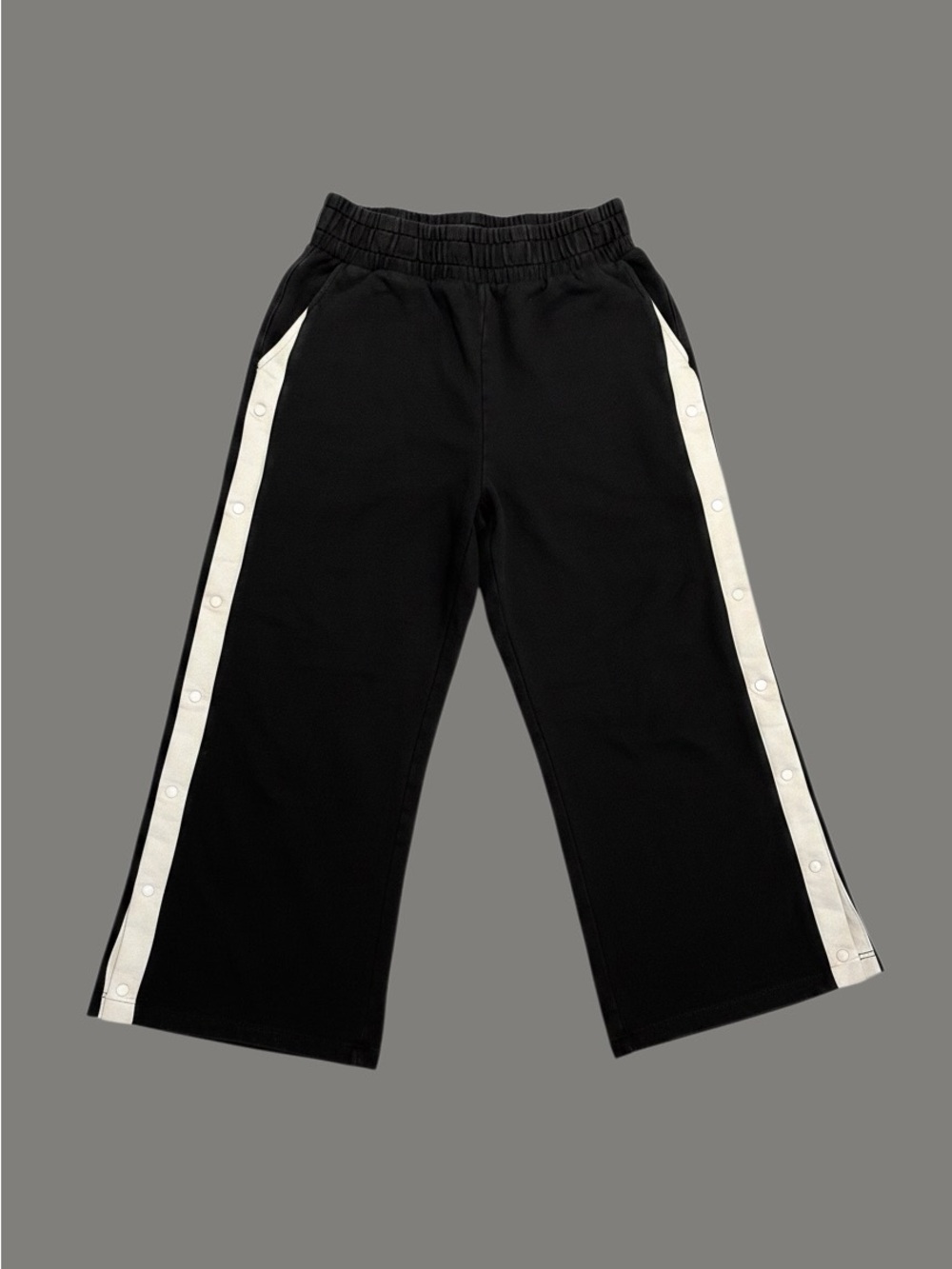 Forever 21 Black White Snap Side Wide Leg Track Pants Size L